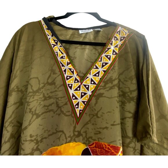 SANTE CLASSICS Women MuuMuu Ethnic Print Kaftan One Size Multicolor Lounge 49-7 - Picture 4 of 15